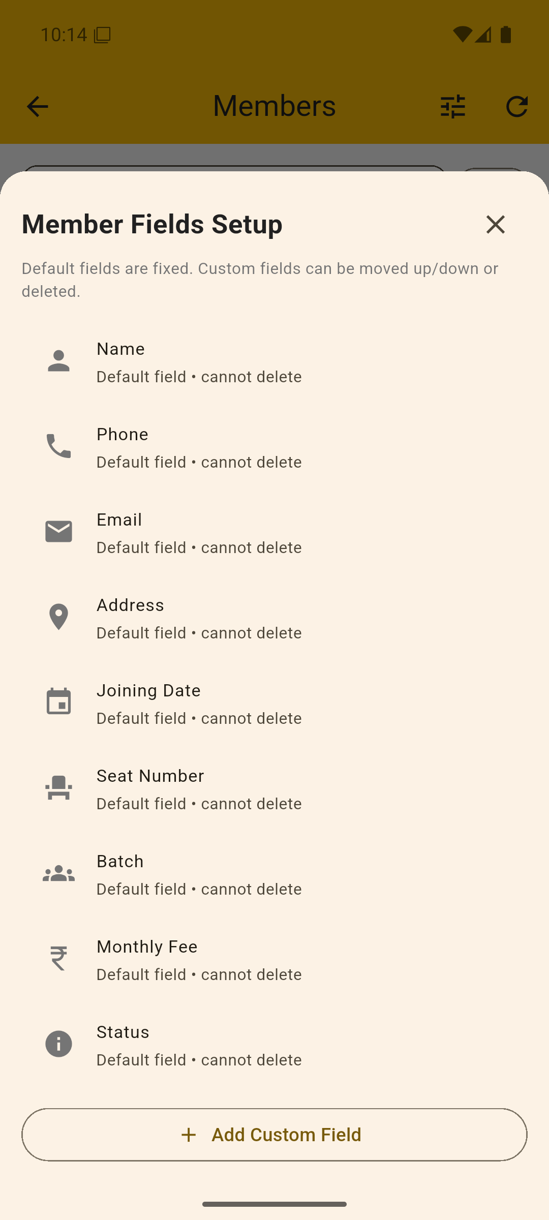 Member fields setup